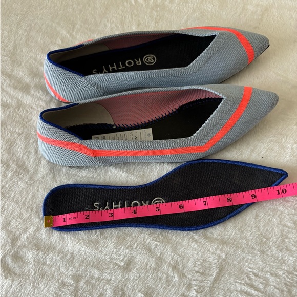 Rothy’s The Point Light Blue & Orange Line Flat Shoe, Unicorn ! Rare! Size W8 - Picture 12 of 12